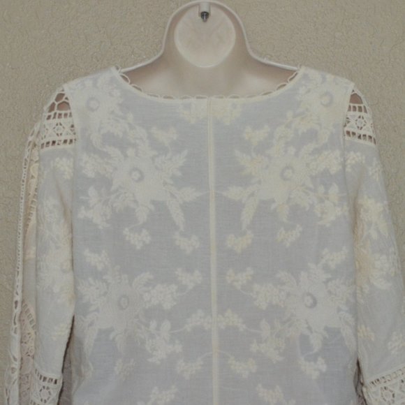 Sz S Altar'd State Ivory Crochet Tunic Shirt - Picture 11 of 15